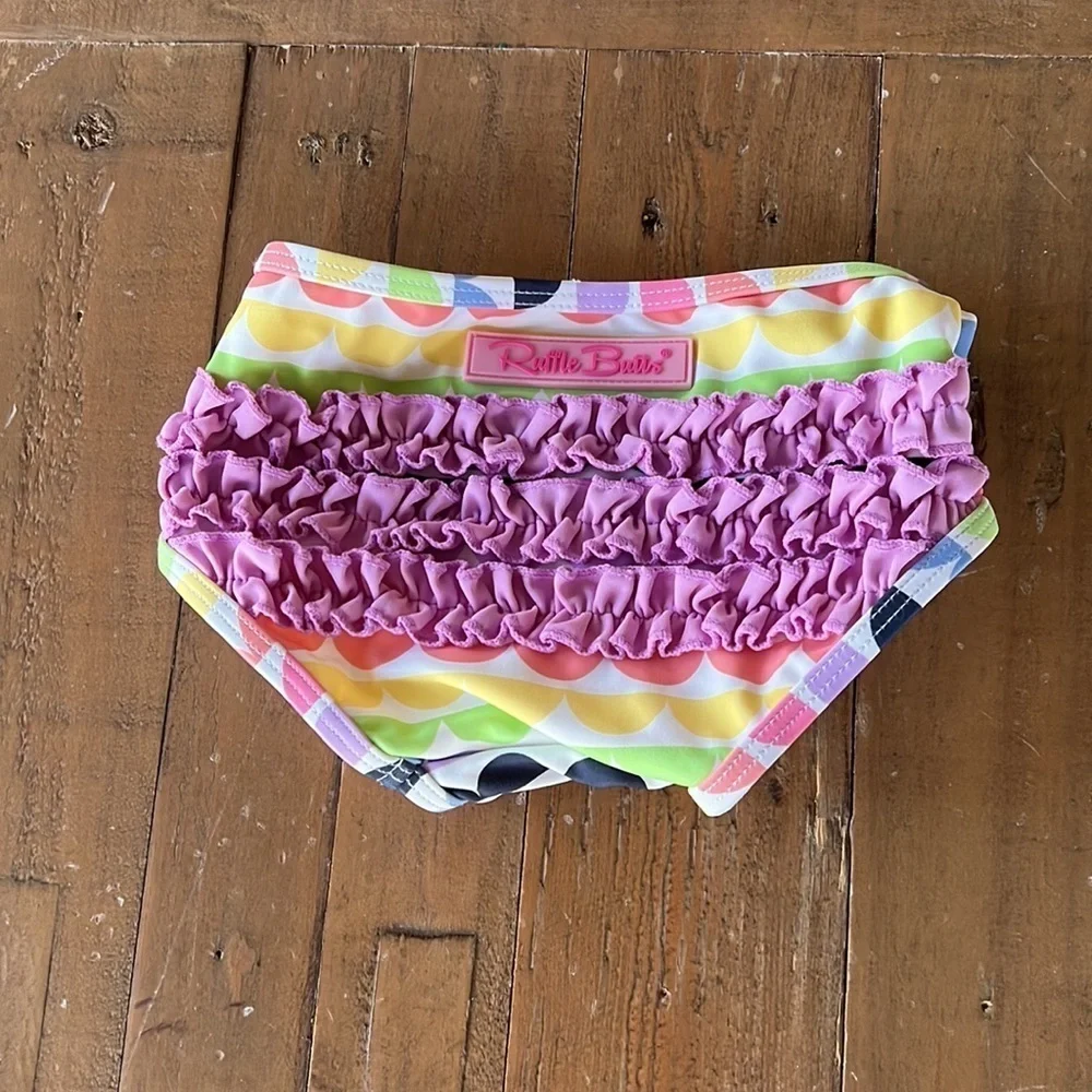 Rufflebutts scalloped rainbow two piece swimsuit